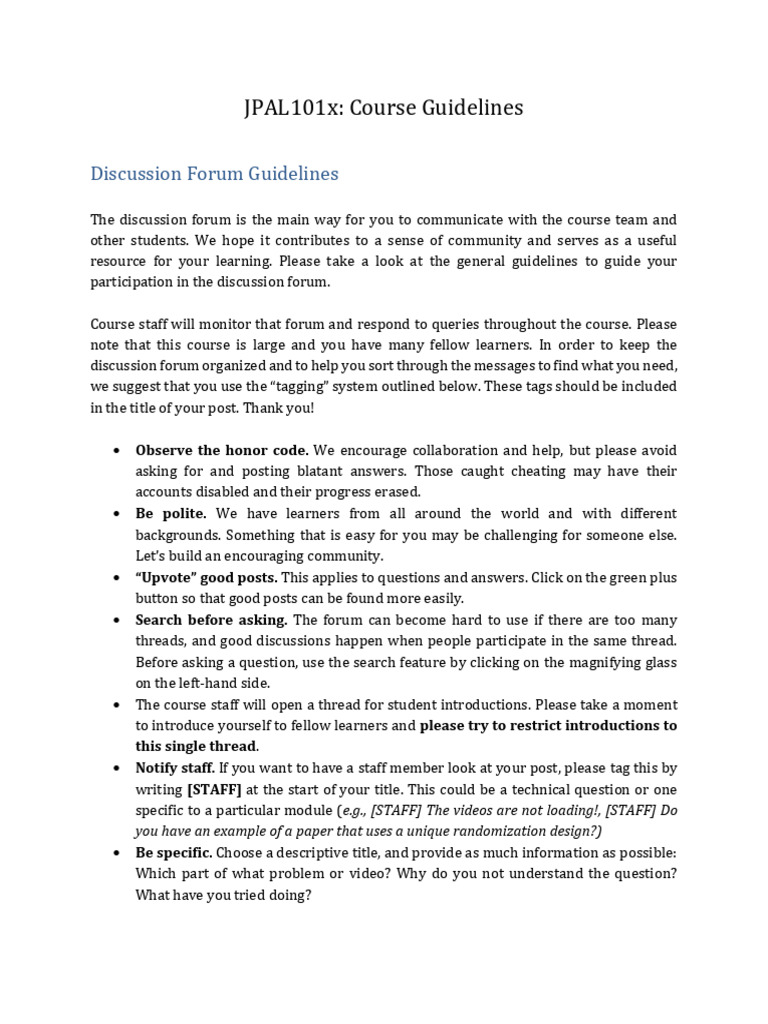 Course - Guidelines - JPAL Why Evaluate | PDF | Internet Forum ...