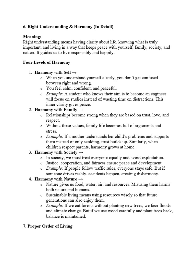 Right Understanding for Harmonious Living | PDF | Gratitude | Happiness