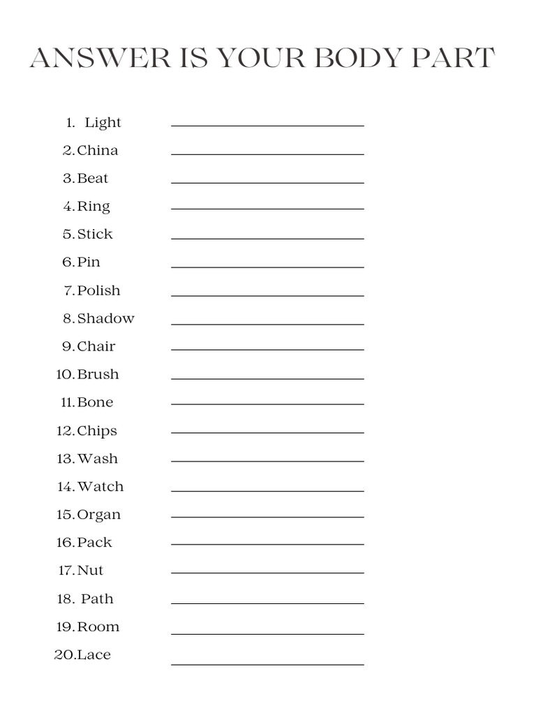 Body Parts and Related Terms List | PDF
