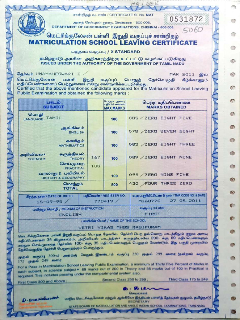 10th Certificate - Compressed | PDF