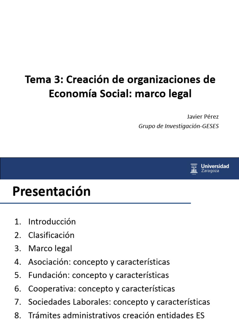 03 - Tema 3 Creacion Entidades ES | PDF | Cooperativa | Fundación (sin ...