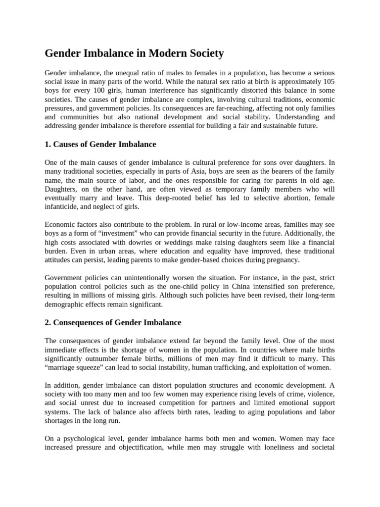 Addressing Gender Imbalance Issues | PDF | Gender | Gender Studies