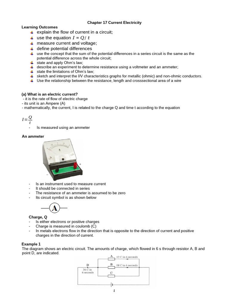 C17 Current Electricity | PDF | Voltage | Electric Current
