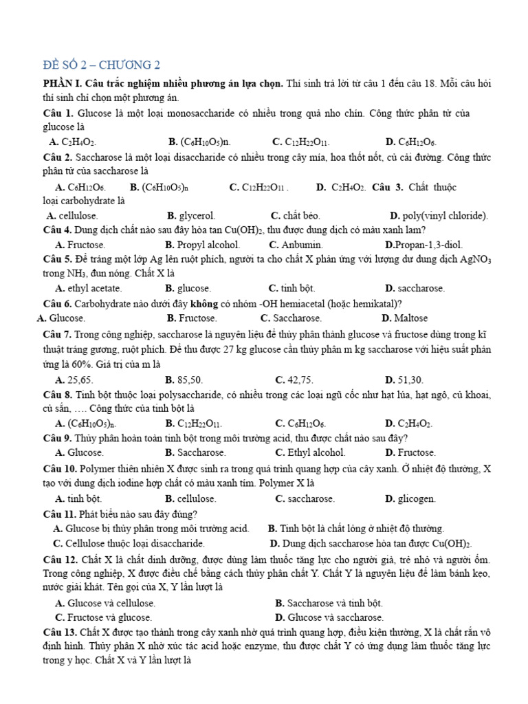 DE SO 2 CHƯƠNG 2 | PDF