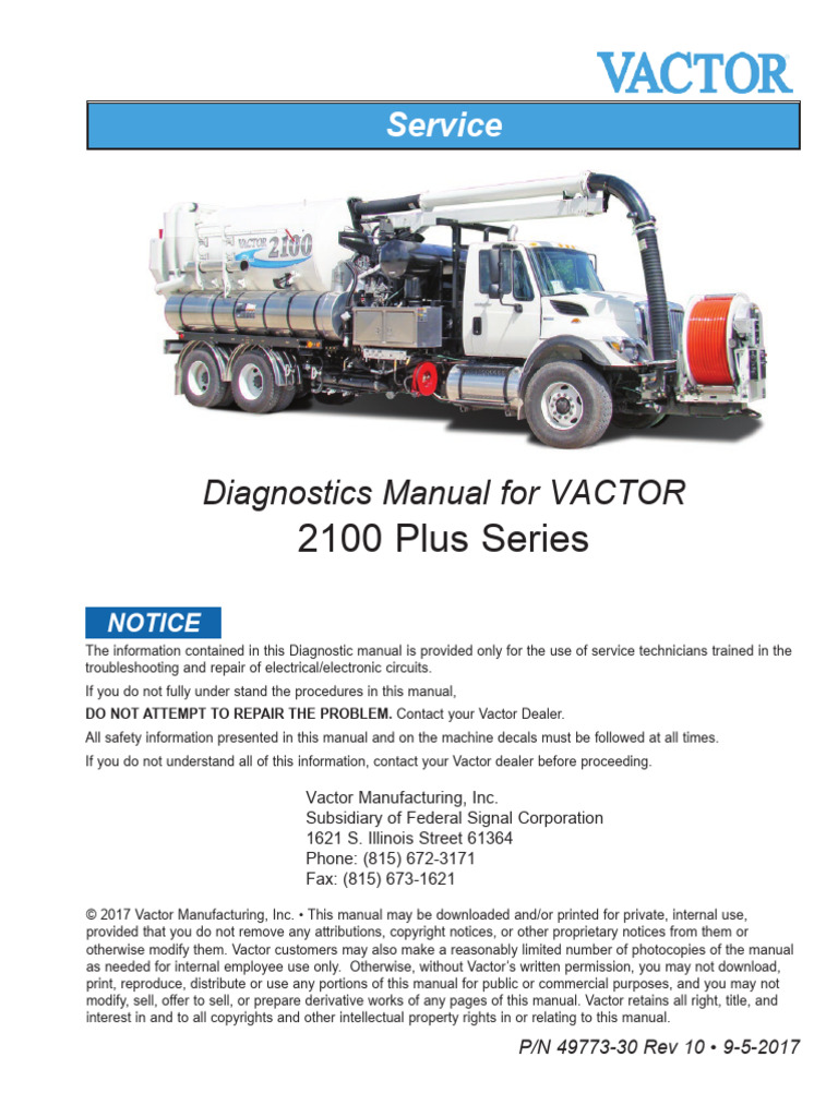 VACTOR 2100 Plus Series Diagnostics Manual | PDF | Switch | Electrical ...