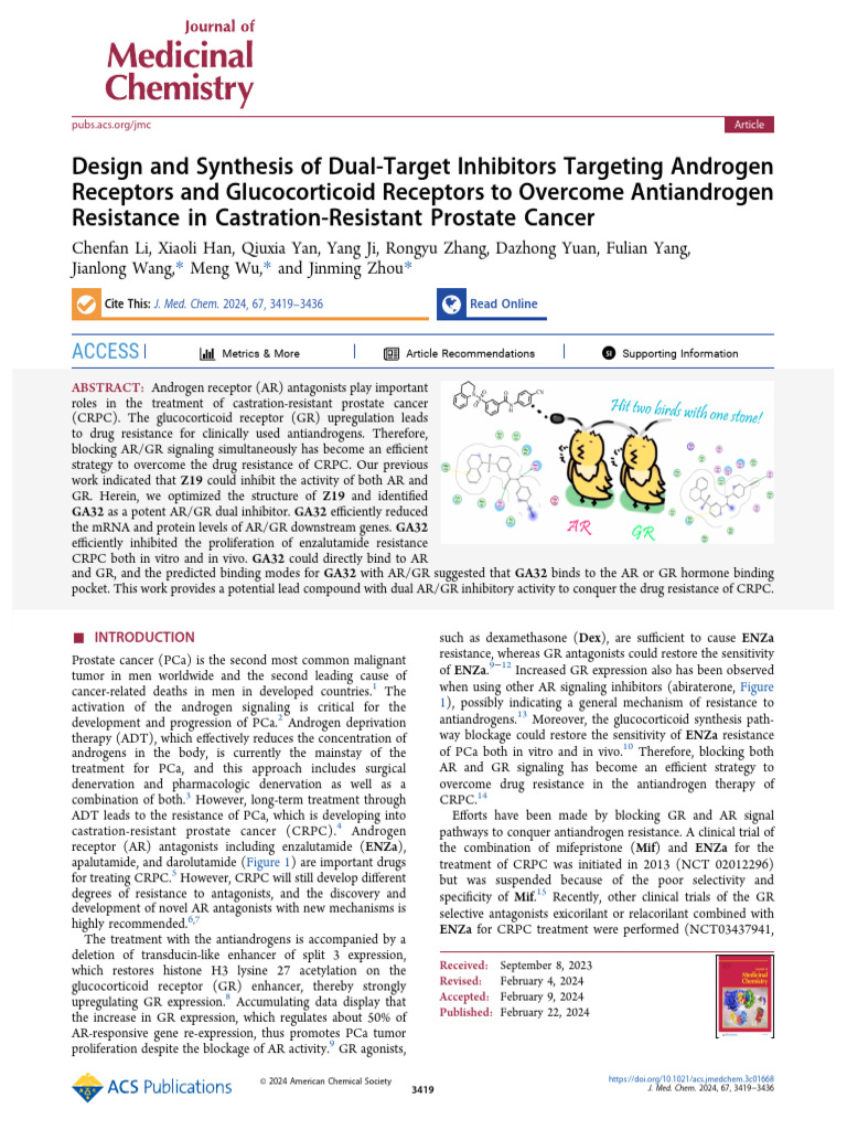 Li Et Al 2024 Design and Synthesis of Dual Target Inhibitors Targeting ...