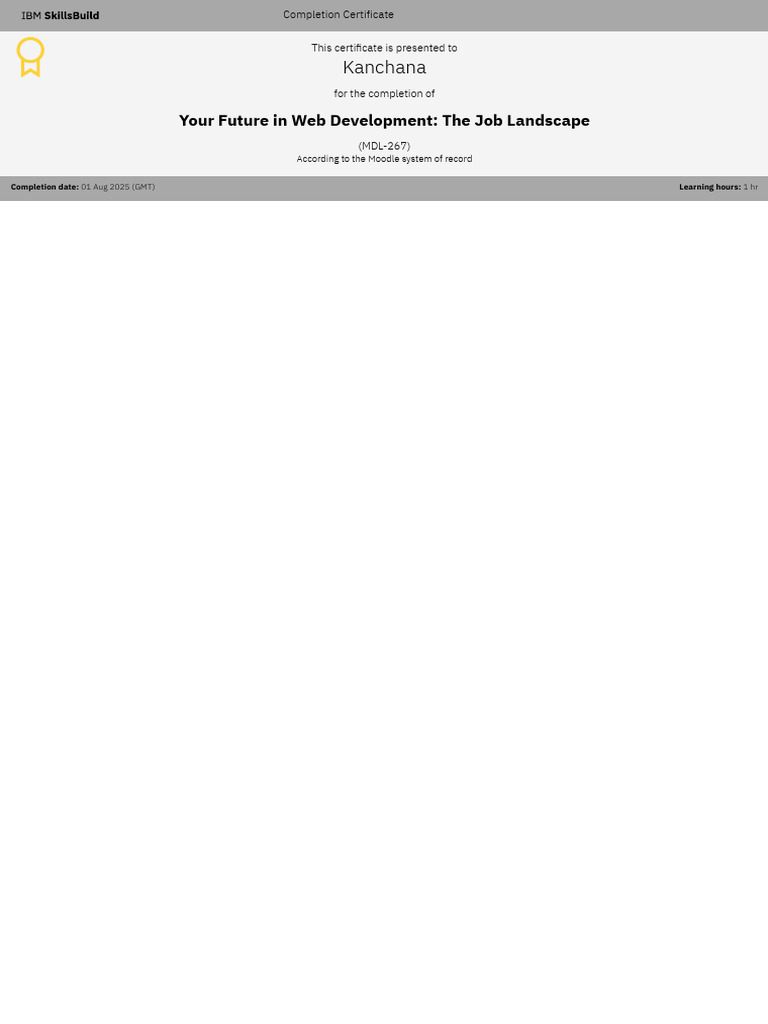 Web Development Completion Certificate | PDF