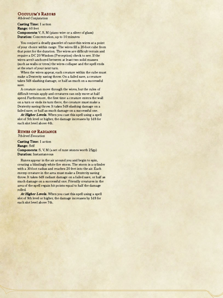 Conjuration and Evocation Spells Guide | PDF