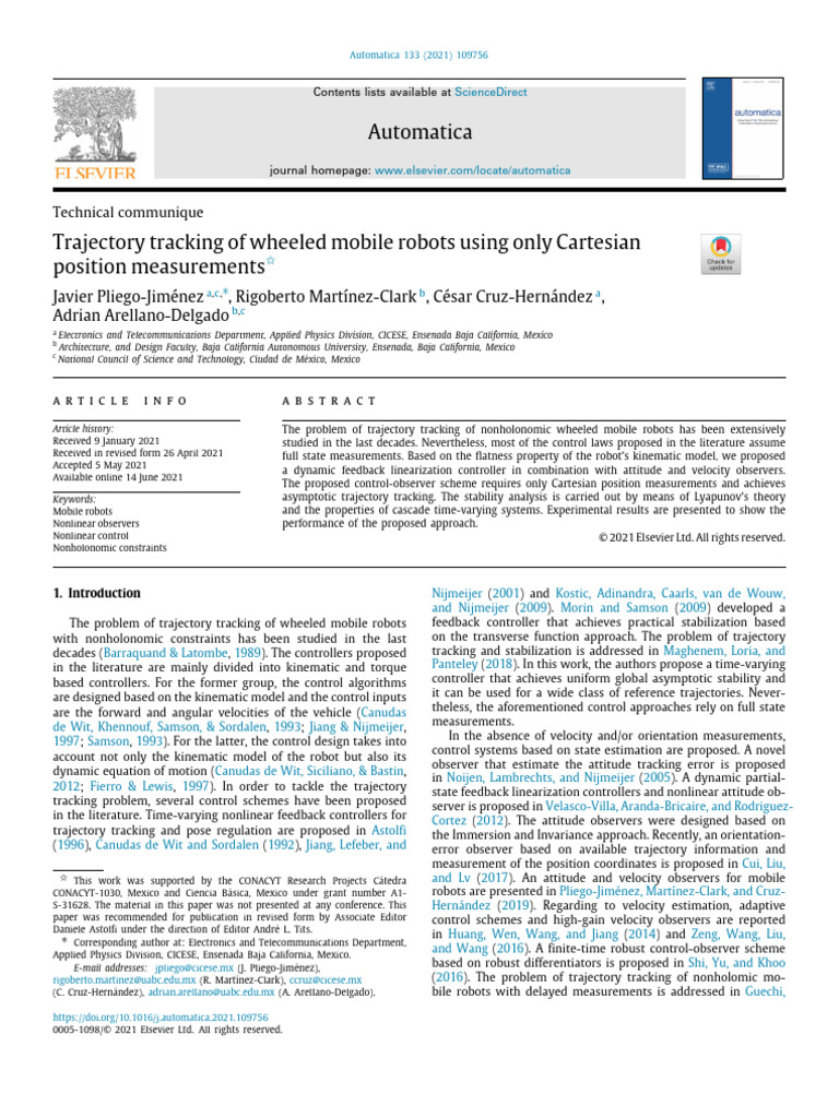 Trajectory Tracking of Wheeled Mobile Robots Using Only Cartesian ...