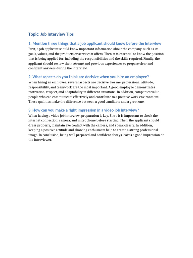 Job Interview Tips Final | PDF