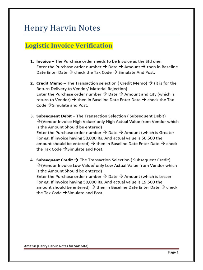 SAP MM Invoice Verification Guide | PDF