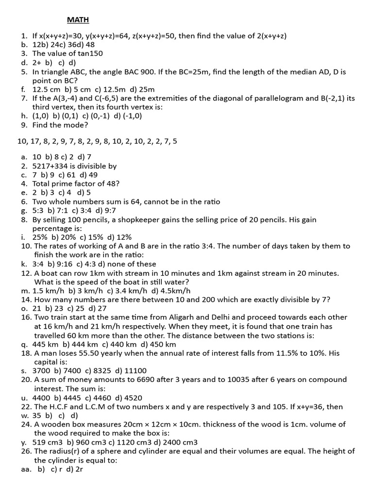 Math Problem Set with Solutions | PDF | Epithelium | Kashmir