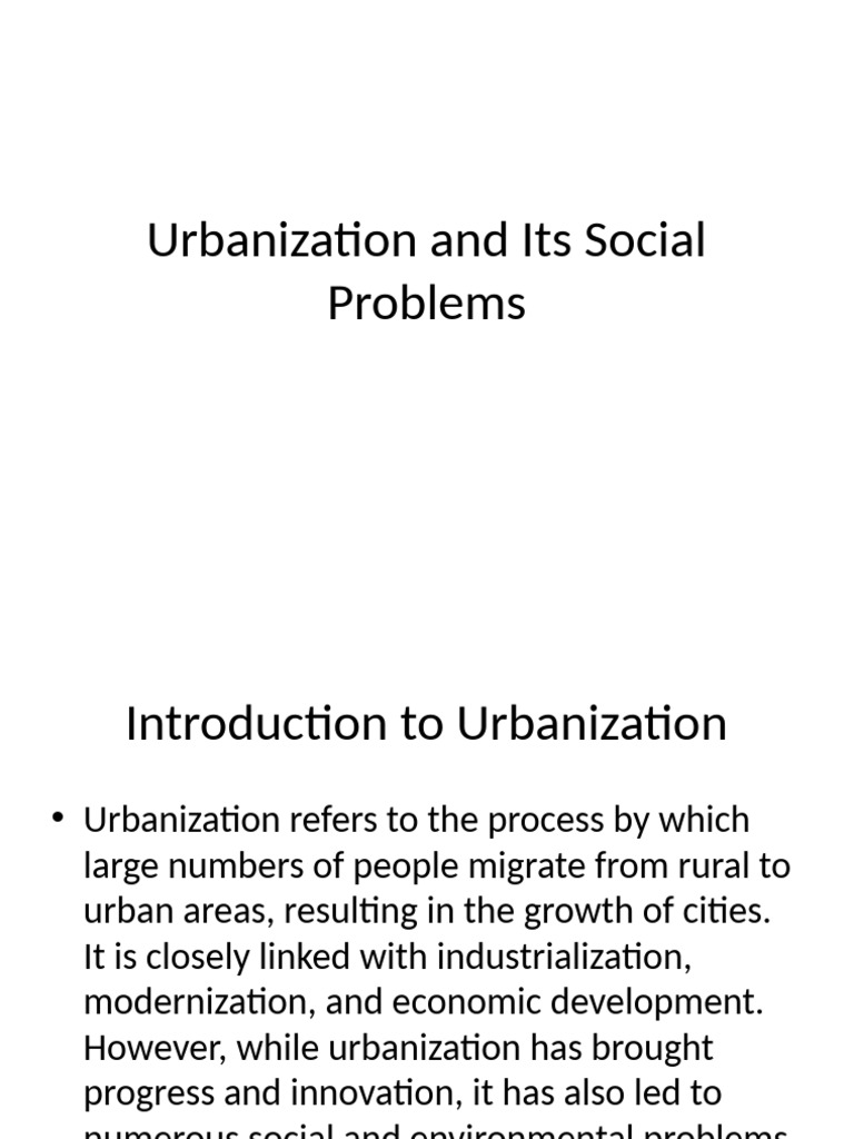 Urbanization: Social Challenges & Solutions | PDF | Urbanization | Slum