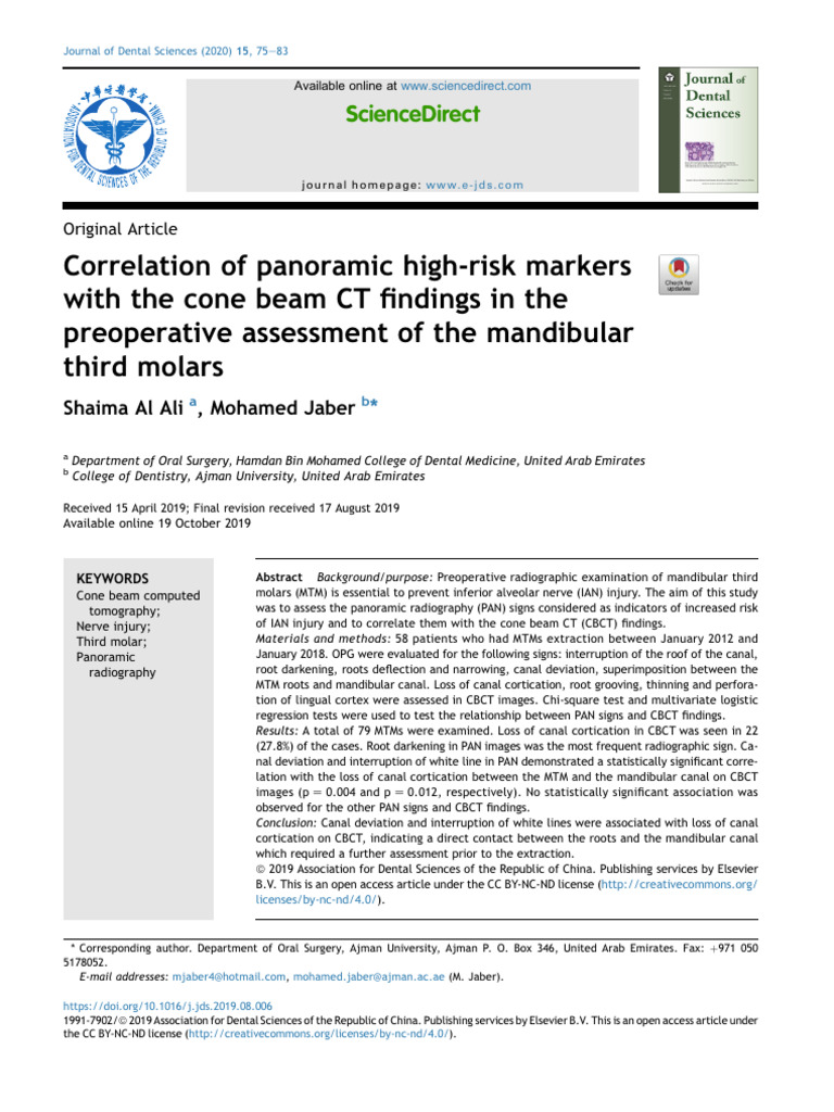 Correlation of Panoramic High-Risk Markers With The Cone Beam CT ...