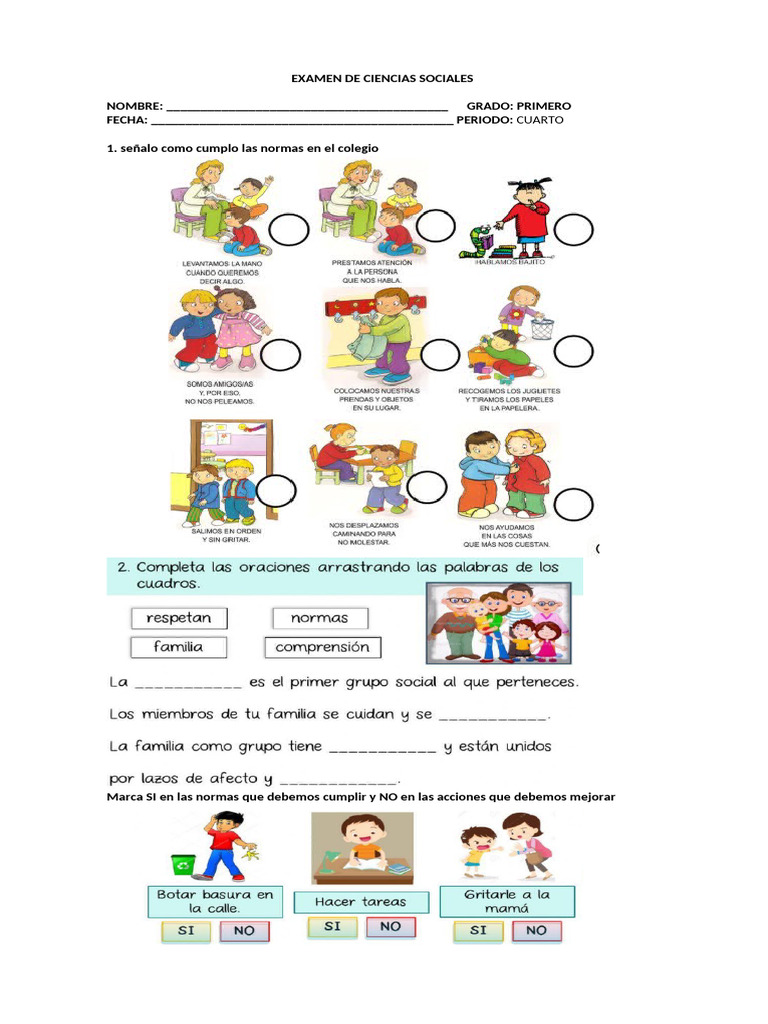 Normas de Convivencia Escolar para Primer Grado | PDF