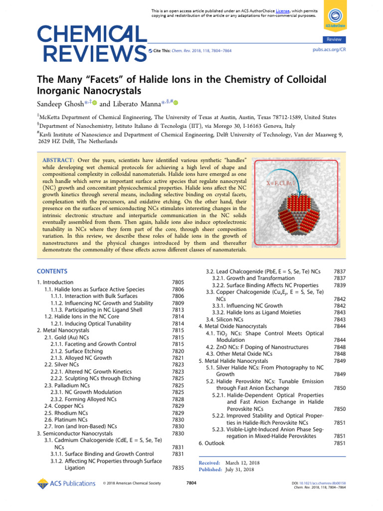 Ghosh Manna 2018 the Many Facets of Halide Ions in the Chemistry of ...