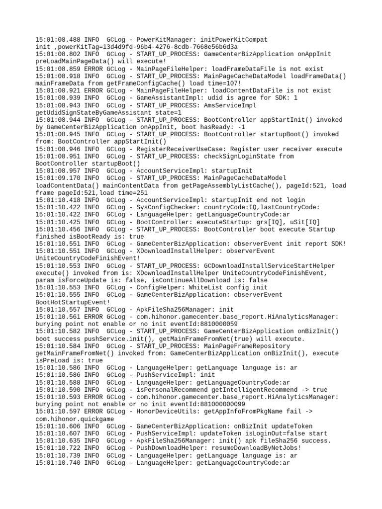 GameCenterBizApplication Startup Log | PDF | Hypertext | Hypertext ...