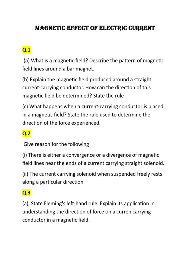 Magnetic Effect of Electric Current | PDF