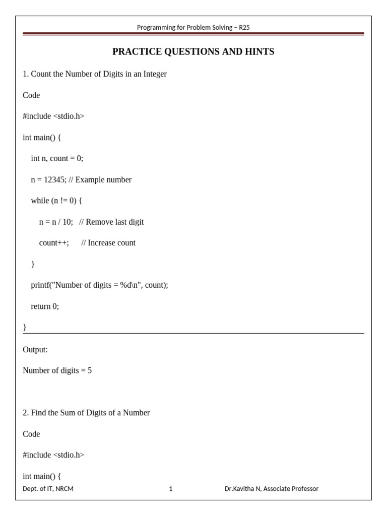 Programming Challenges in C Solutions | PDF | Number Theory | Mathematics