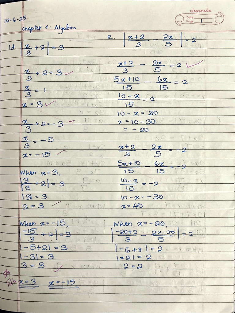 A Level Pure Mathematics 2 & 3: Chapter 1: Algebra All Answers Notes | PDF