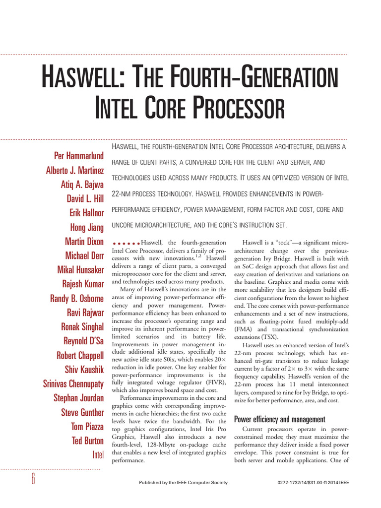 Haswell: Intel's Fourth-Gen Processor | PDF | Cpu Cache | Shader
