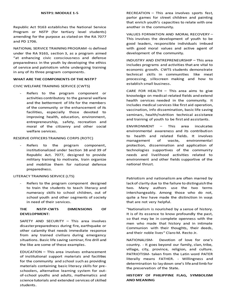 Overview of the NSTP Program Components | PDF | Philippines