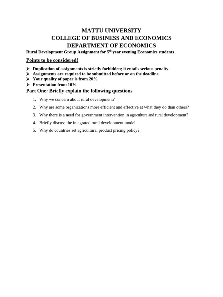 Rural Development Assignment Guidelines | PDF