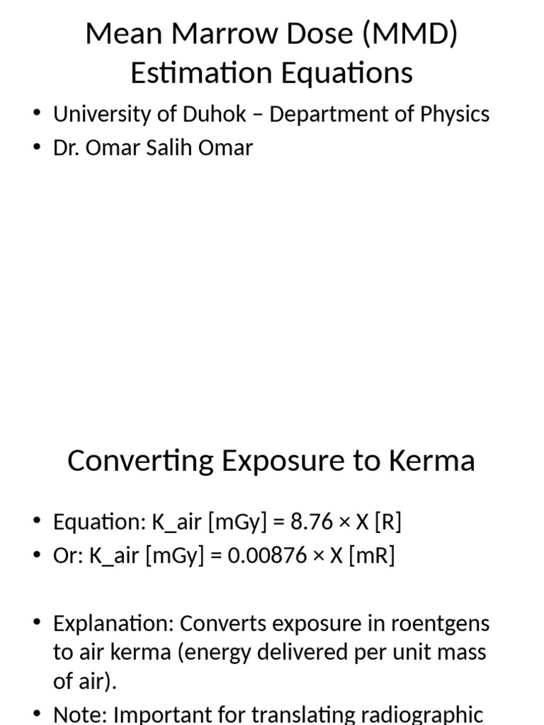Mean Marrow Dose Estimation Methods | PDF