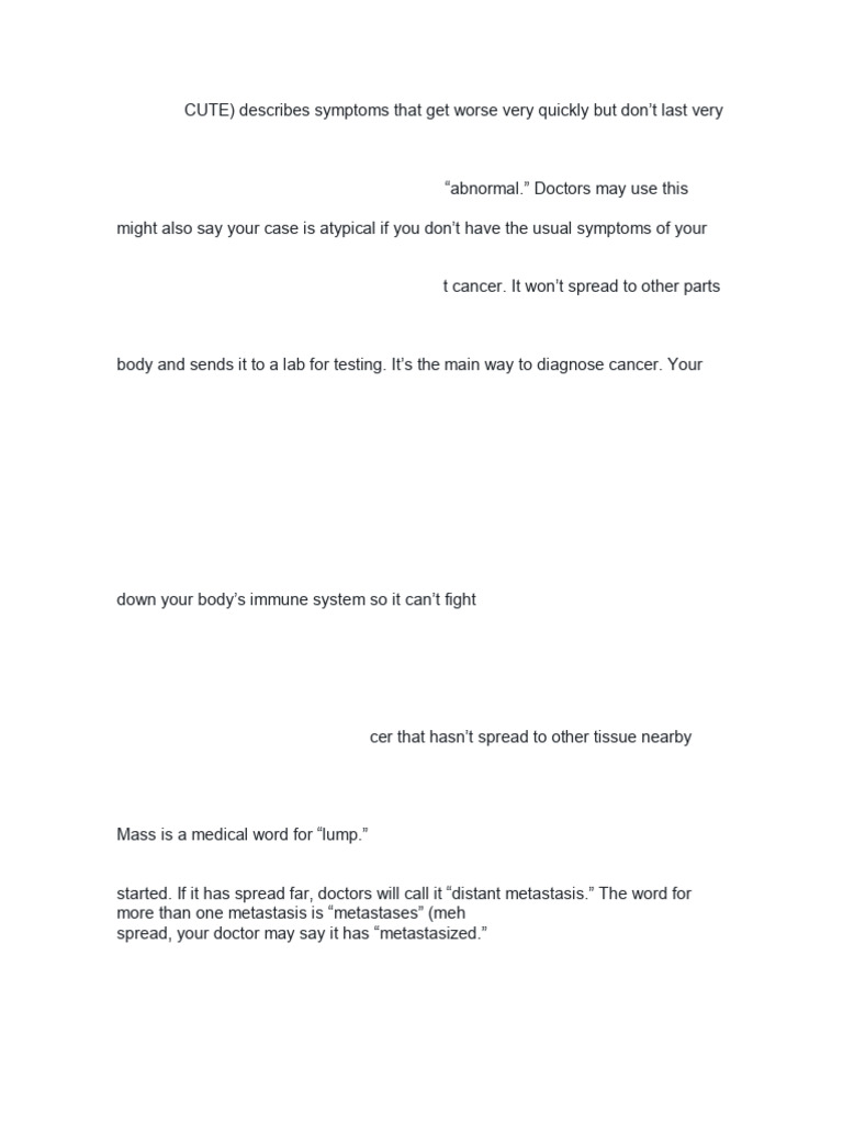 Cancer Most Common Terminology | PDF | Cancer | Metastasis