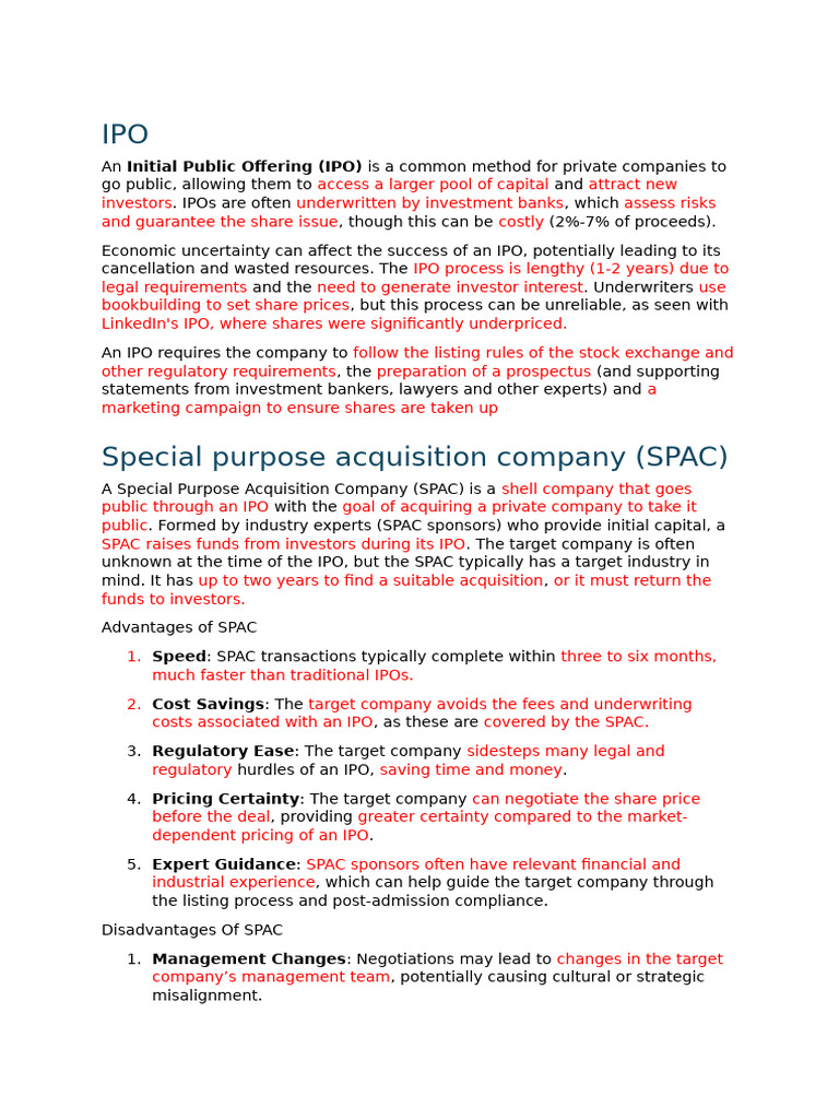 Understanding IPOs, SPACs, and Auctions | PDF | Initial Public Offering ...