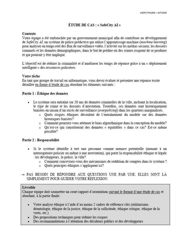 Étude de cas sur SafeCity AI et éthique | PDF | Apprentissage automatique