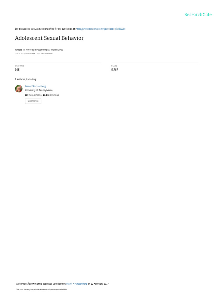 Adolescent Sexual Behavior Insights | PDF | Adolescence | Sexual ...