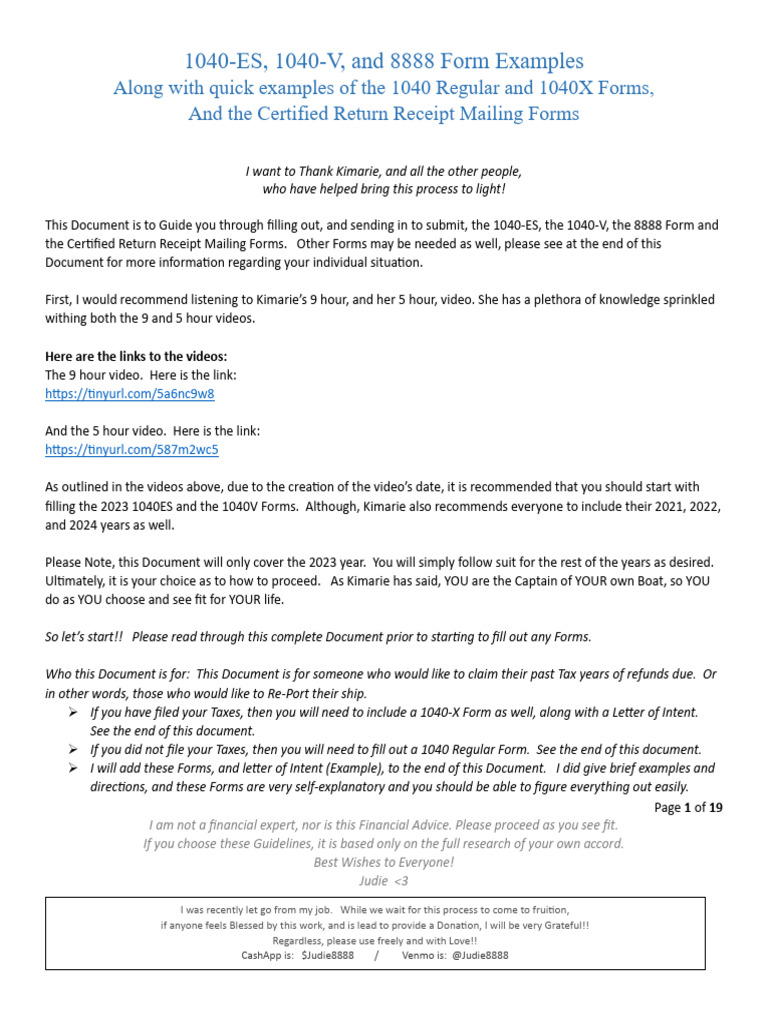 1040 Es & V Start Here Document (2024) 2 | PDF
