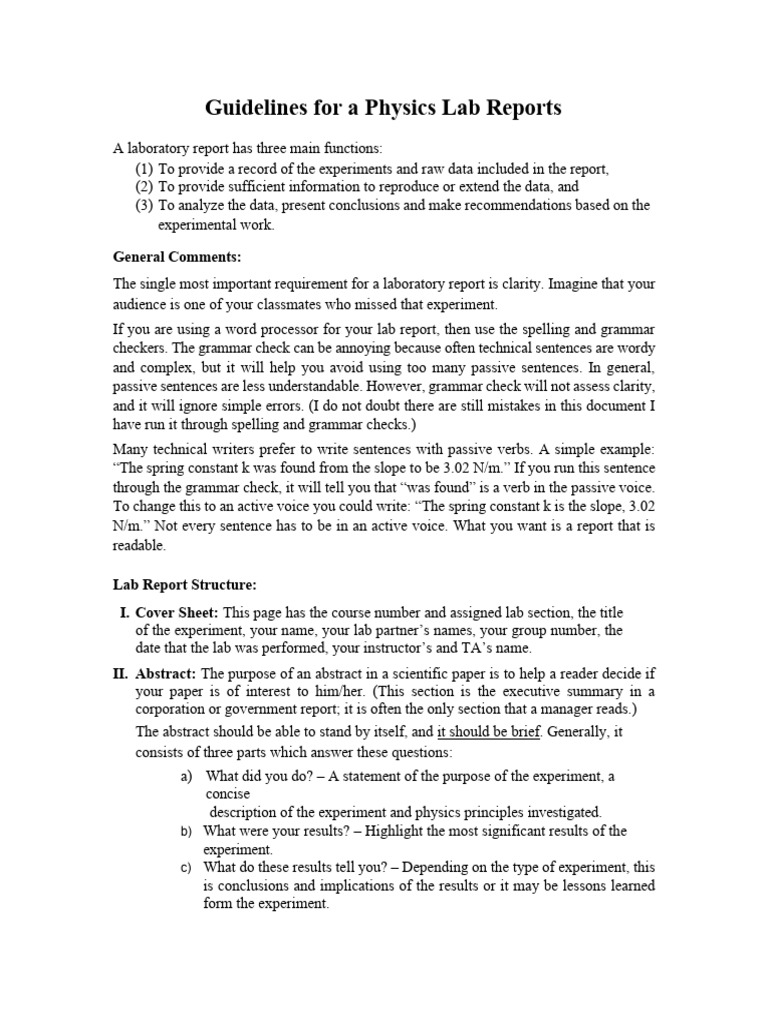 Physics Lab Report Guidelines | PDF | Significant Figures | Measurement