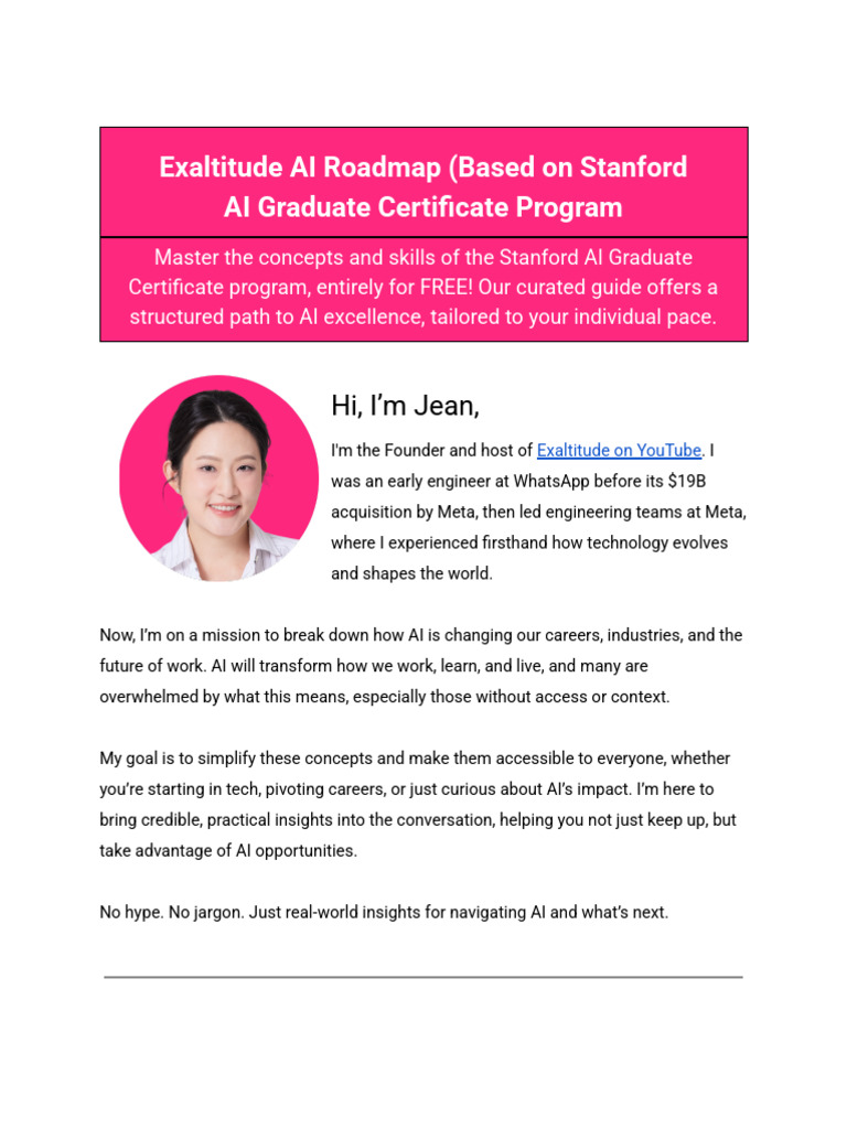 AI Roadmap - Based On Stanford AI Graduate Certificate | PDF | Deep ...