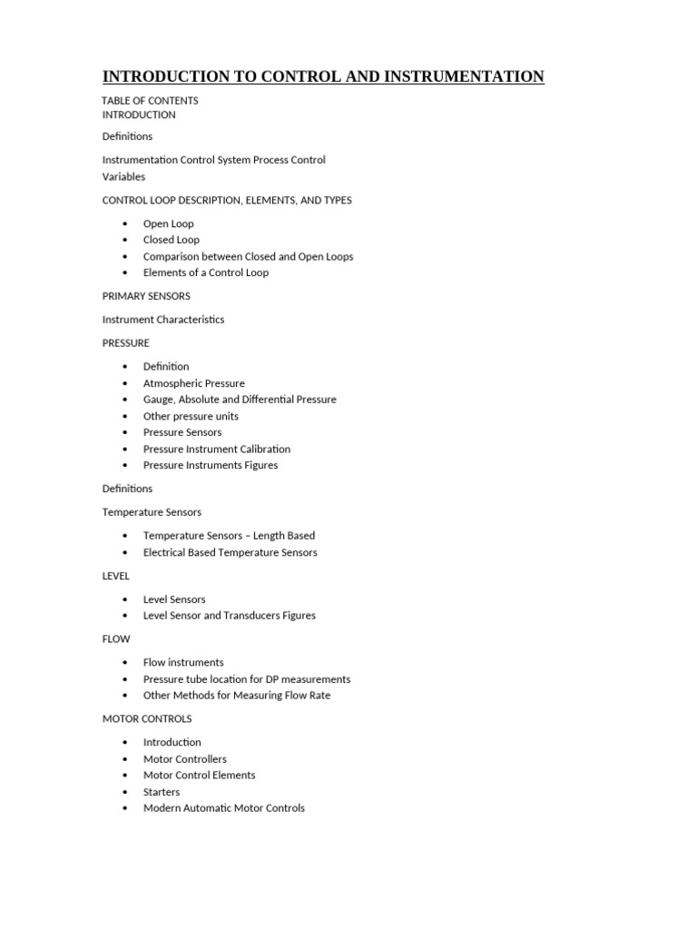 Control and Instrumentation Basics | PDF | Pressure Measurement ...