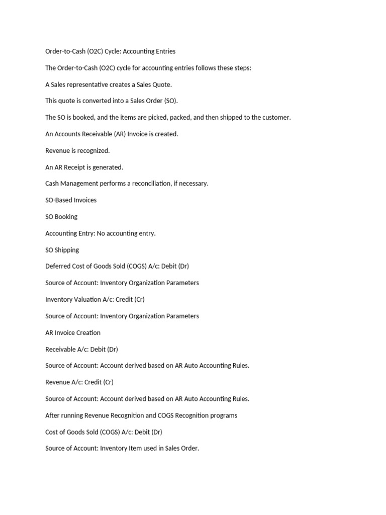 O2C Cycle Accounting Entries Overview | PDF | Debits And Credits | Receipt