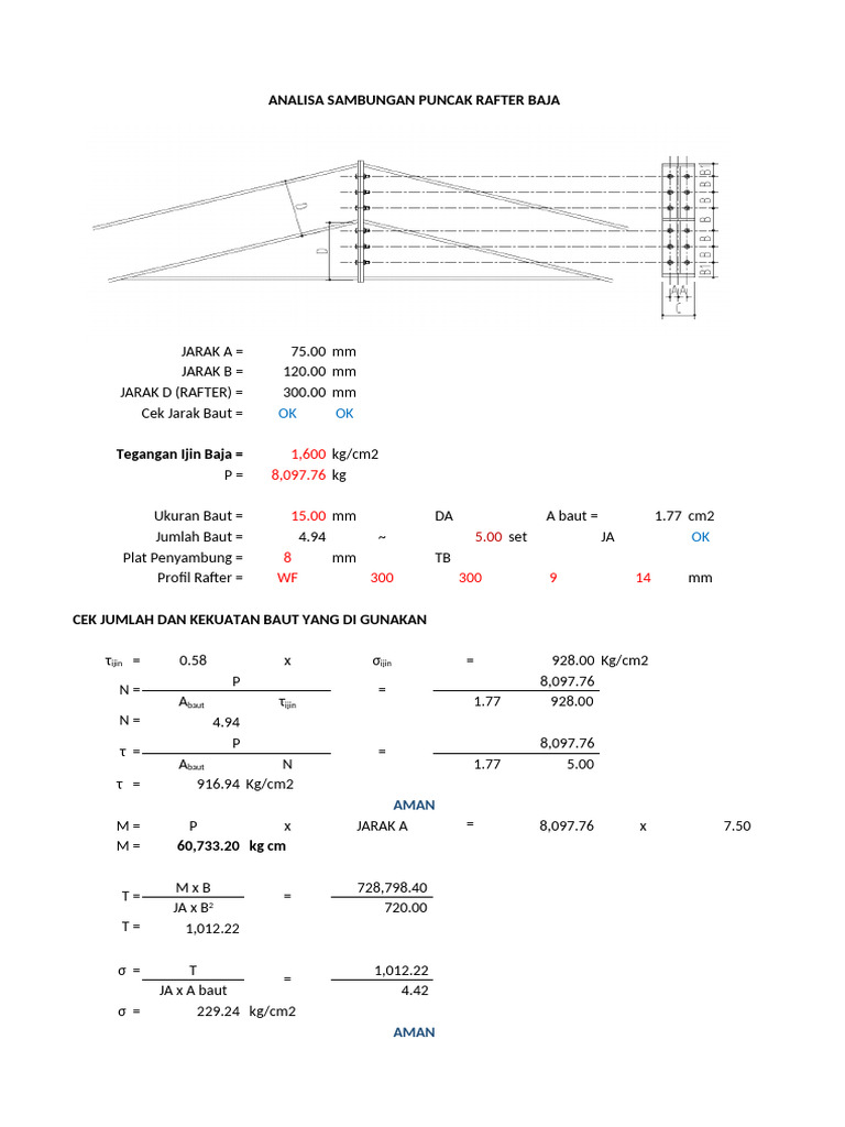 Analisa Sambungan Rafter 1.0 | PDF