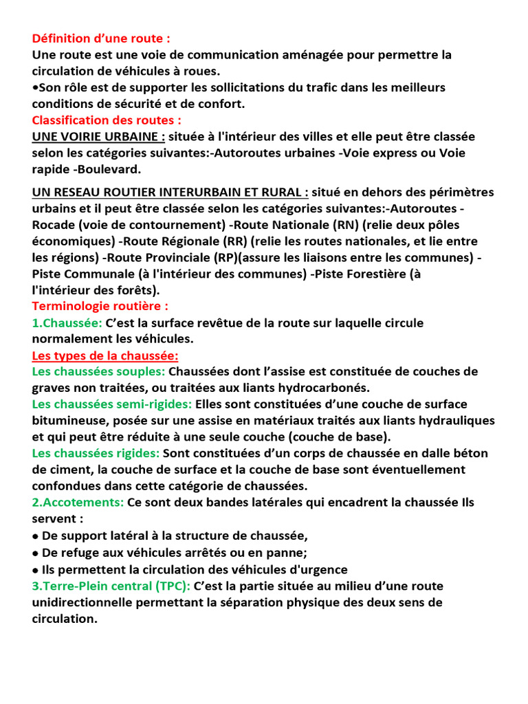 Classification et éléments des routes | PDF | Route