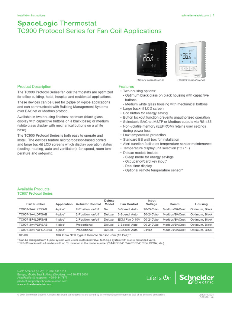 TC900 Protocol Series Thermostat Guide | PDF | Thermostat | Electrical ...