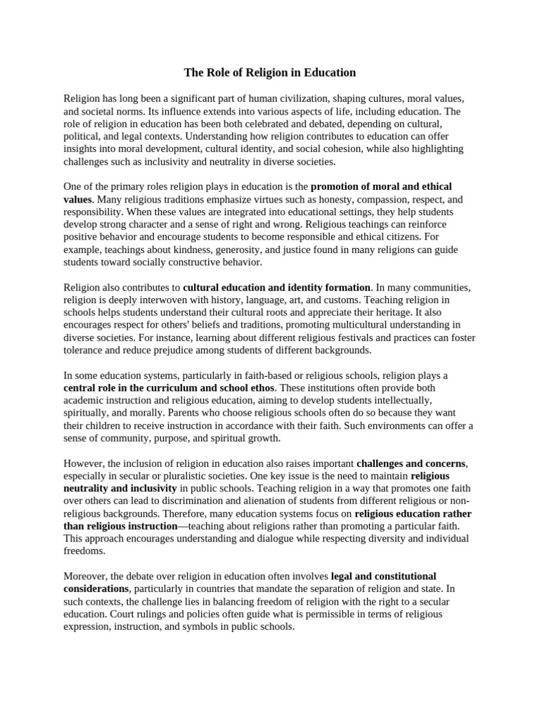 Religion's Impact on Education Values | PDF | Value (Ethics) | Identity ...