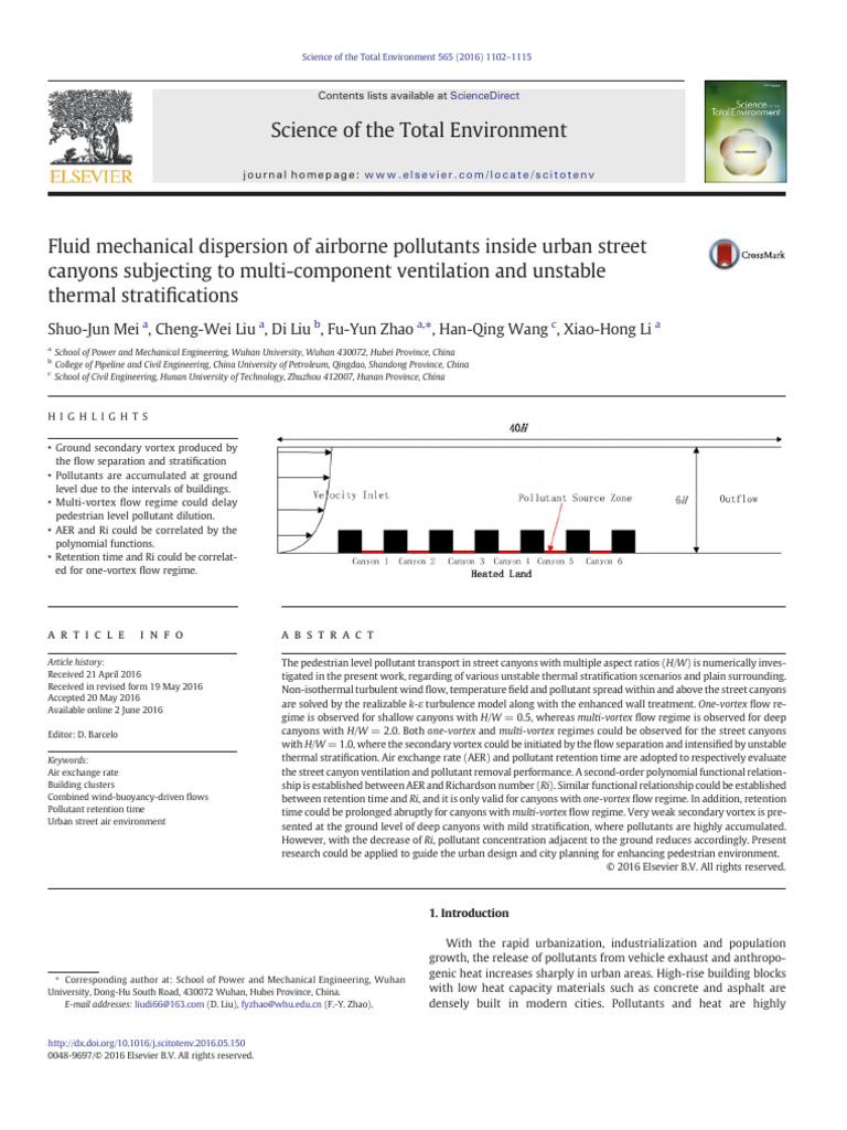 Urban Pollutant Dispersion in Canyons | PDF | Vortices | Turbulence
