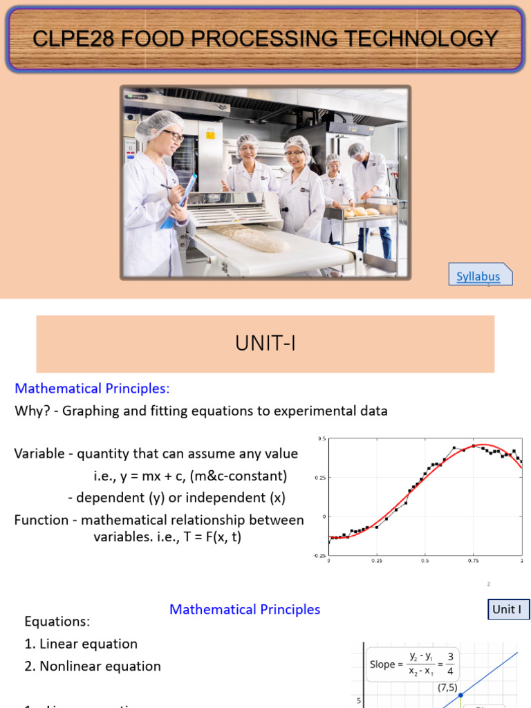 Food Processing Math Principles Syllabus | PDF | Gases | Pressure