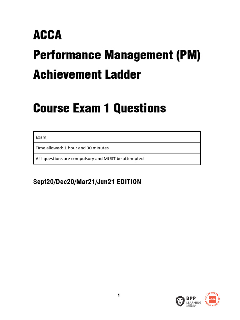 ACCA Performance Management Exam Guide | PDF | Cost | Inventory