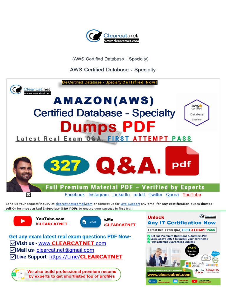AWS Certified Database - Specialty Clearcatnet | PDF | Transport Layer ...