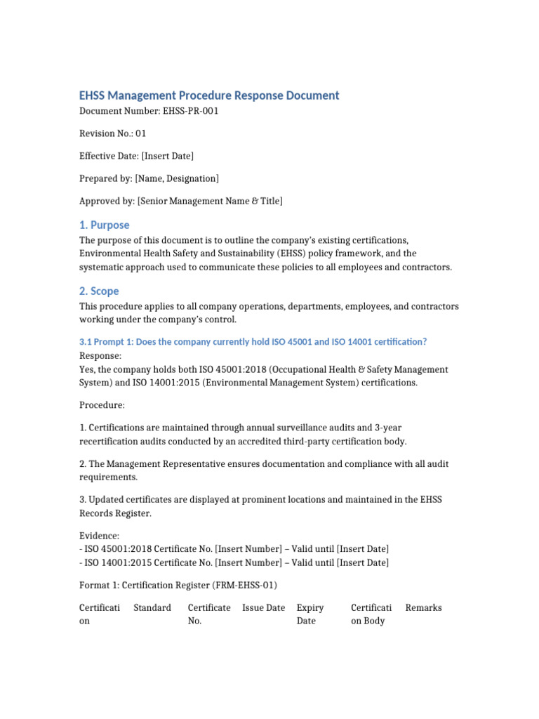 EHSS Certification Management Overview | PDF | Certification ...