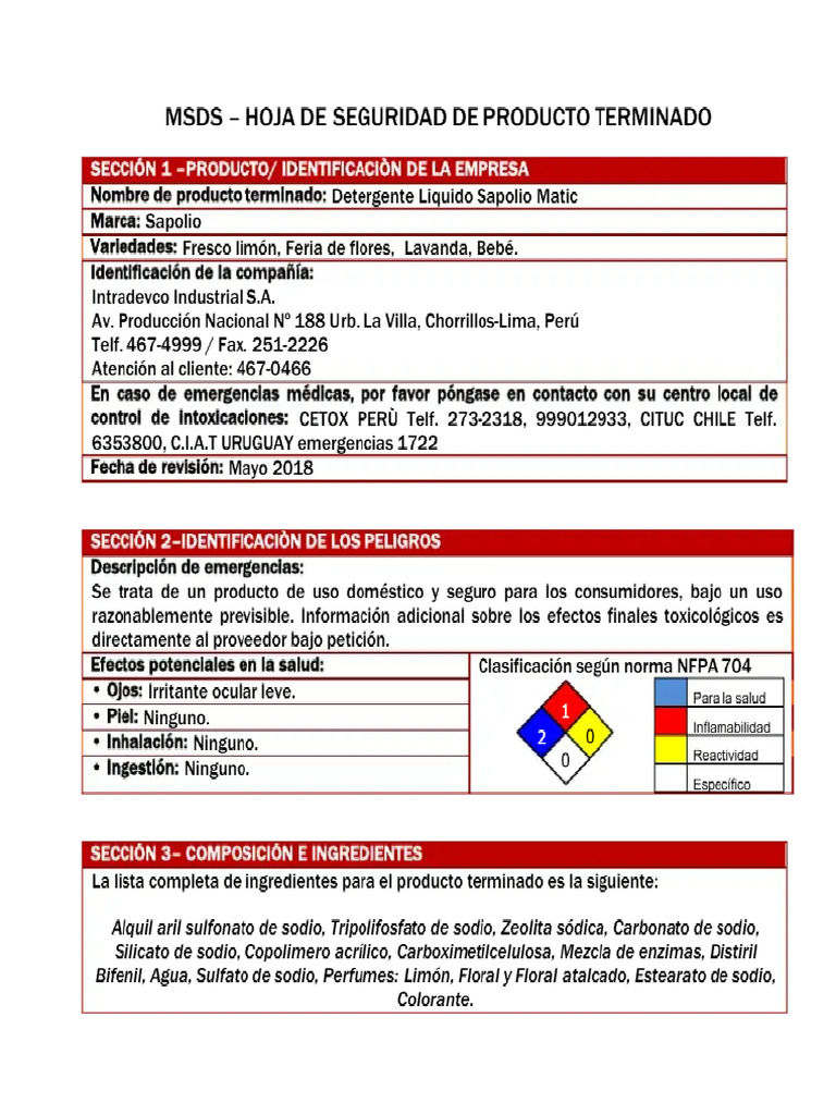 Detergente Liquido | PDF