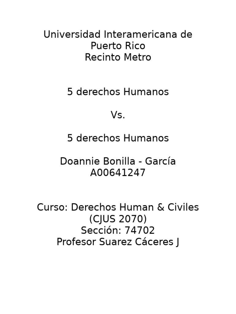 5 Derechos Humanos Esenciales | PDF