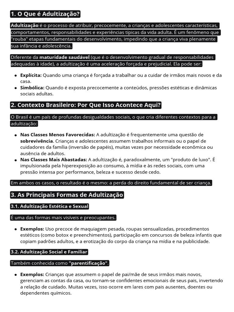 O Que é Adultização | PDF | Adolescência | Família