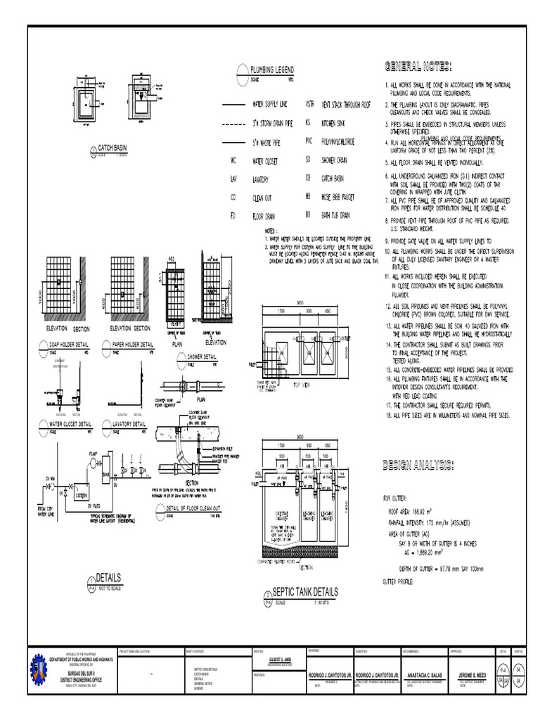 Plumbing and Septic Tank Details | PDF | Sanitation | Waste Management